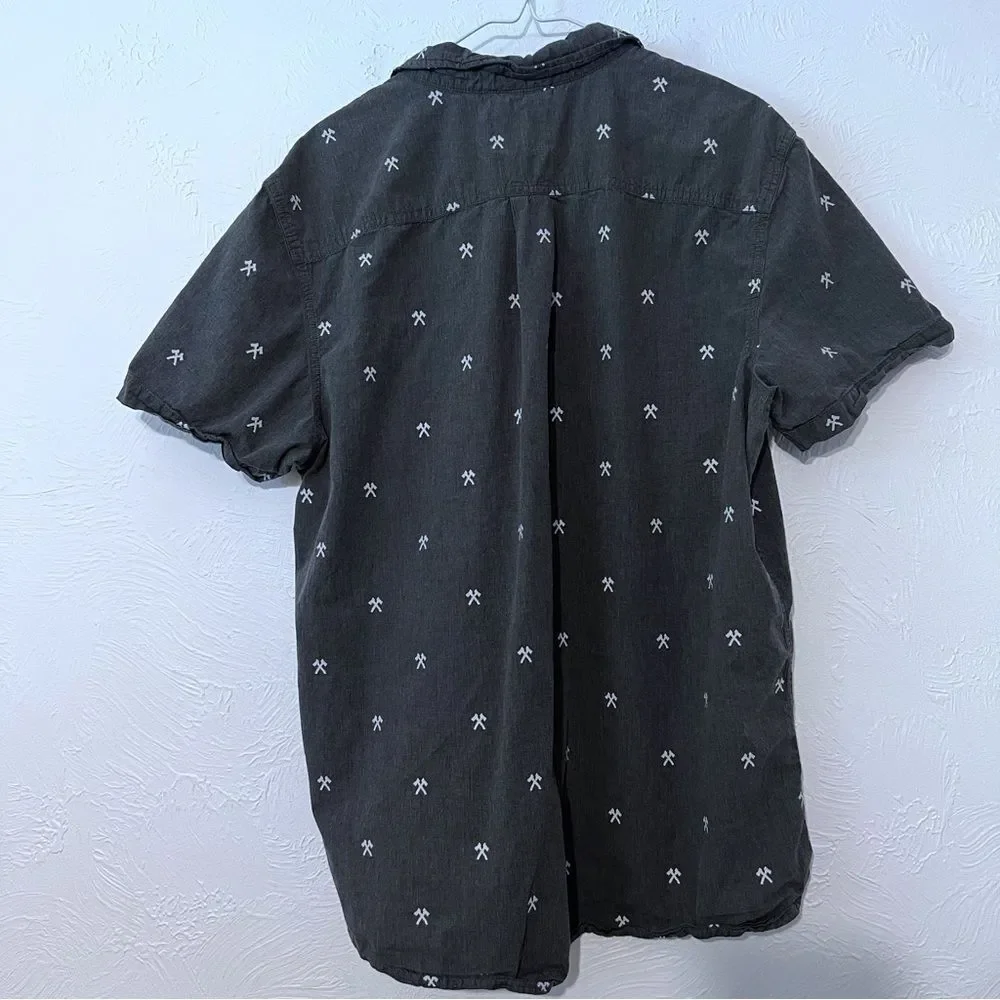The North Face Men Gray White Abstract Short Sleeve Button-Up Shirt Size XL